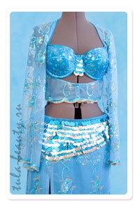 Ярко-голубой костюм для belly-dance - Оригинальные вещи